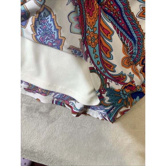 Lauren Ralph Lauren Dress Size 16 Multicolor Paisley Cowl Neck Cap Sleeve Sheath - Picture 7 of 10